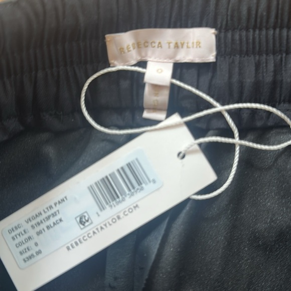 Rebecca Taylor Black Vegan Cropped Leather Pants With Ankle Ties Size 0 NWT! - Picture 11 of 11